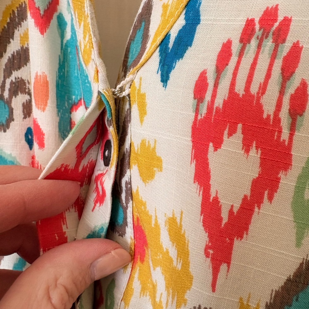 Anthropologie Multicolor Ikat Maxi Dress - Teal, Pink, Yellow - Picture 5 of 12